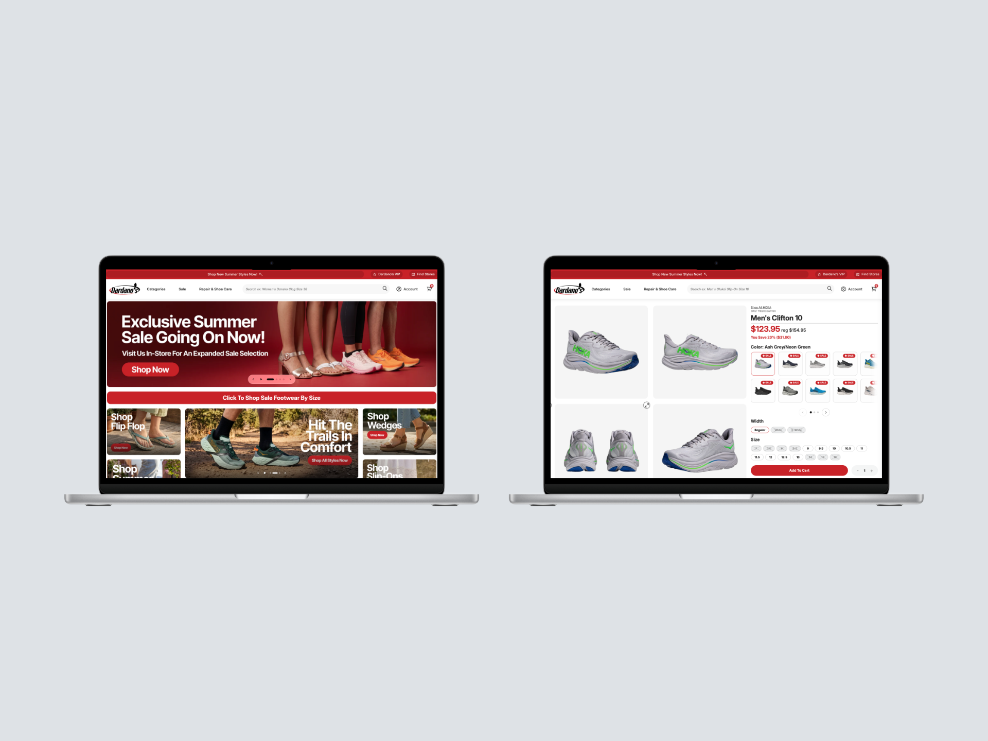 Dardano's homepage and product pages