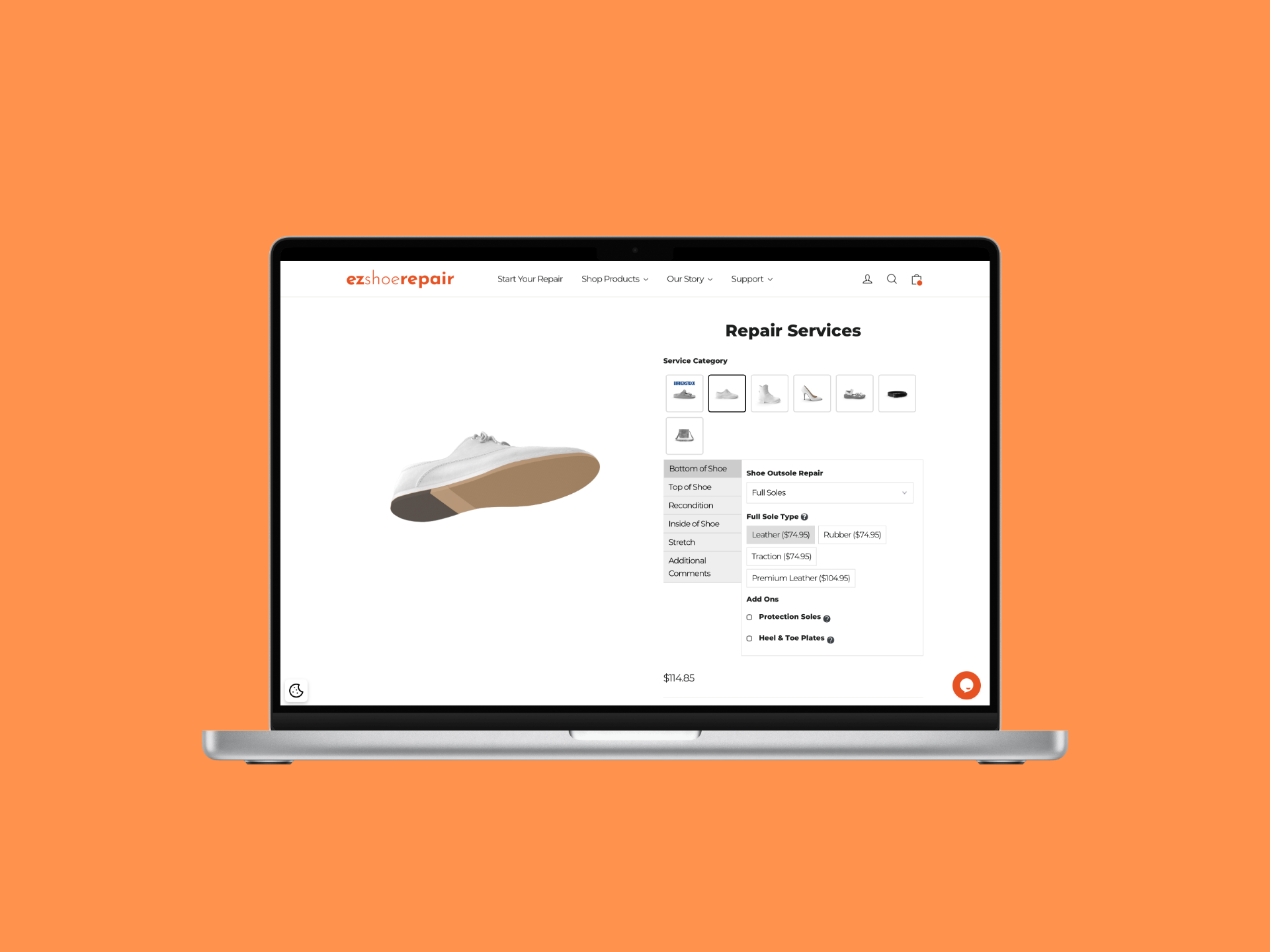 EZ Shoe Repair repair configurator