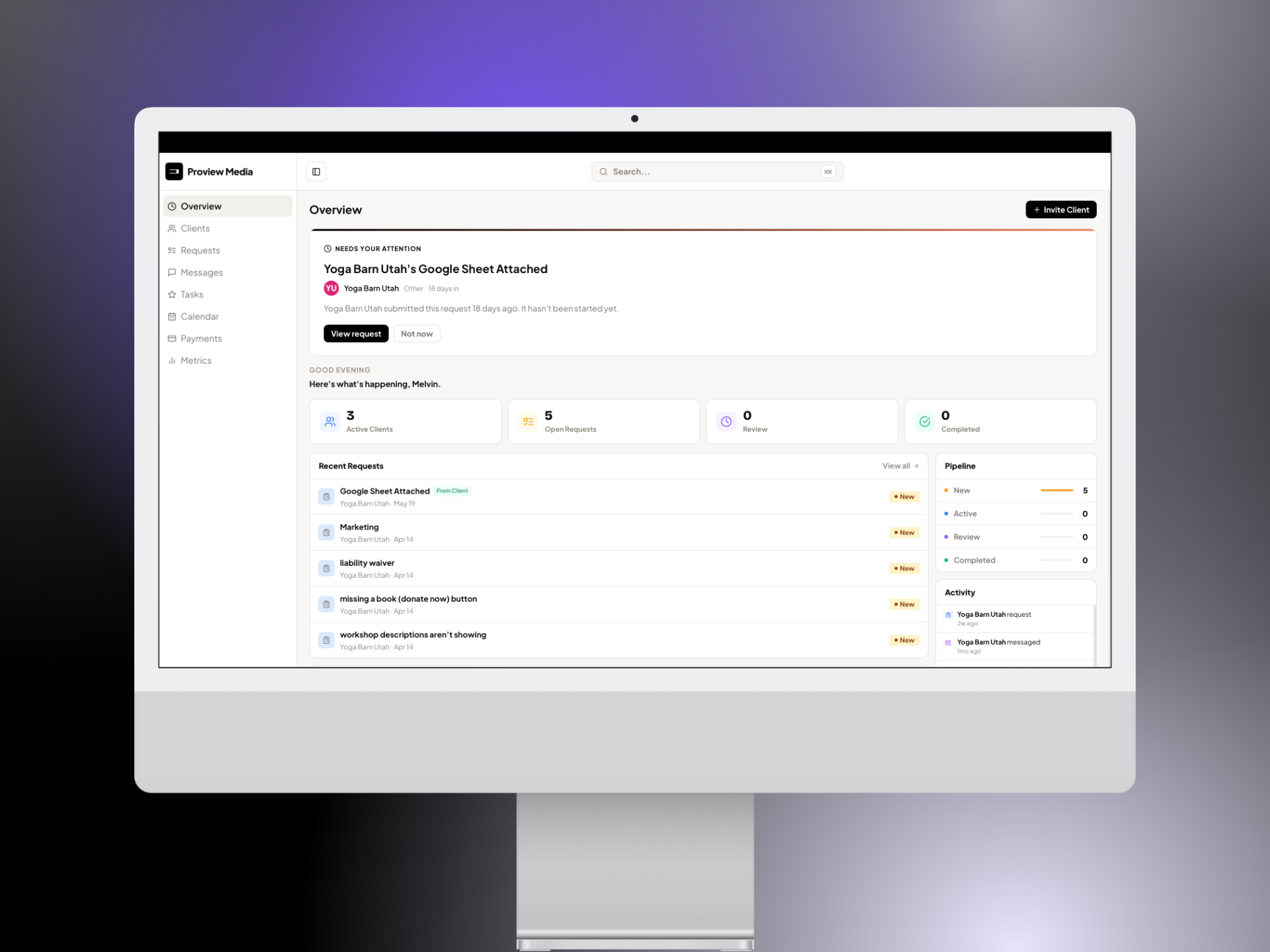 Marcavo dashboard