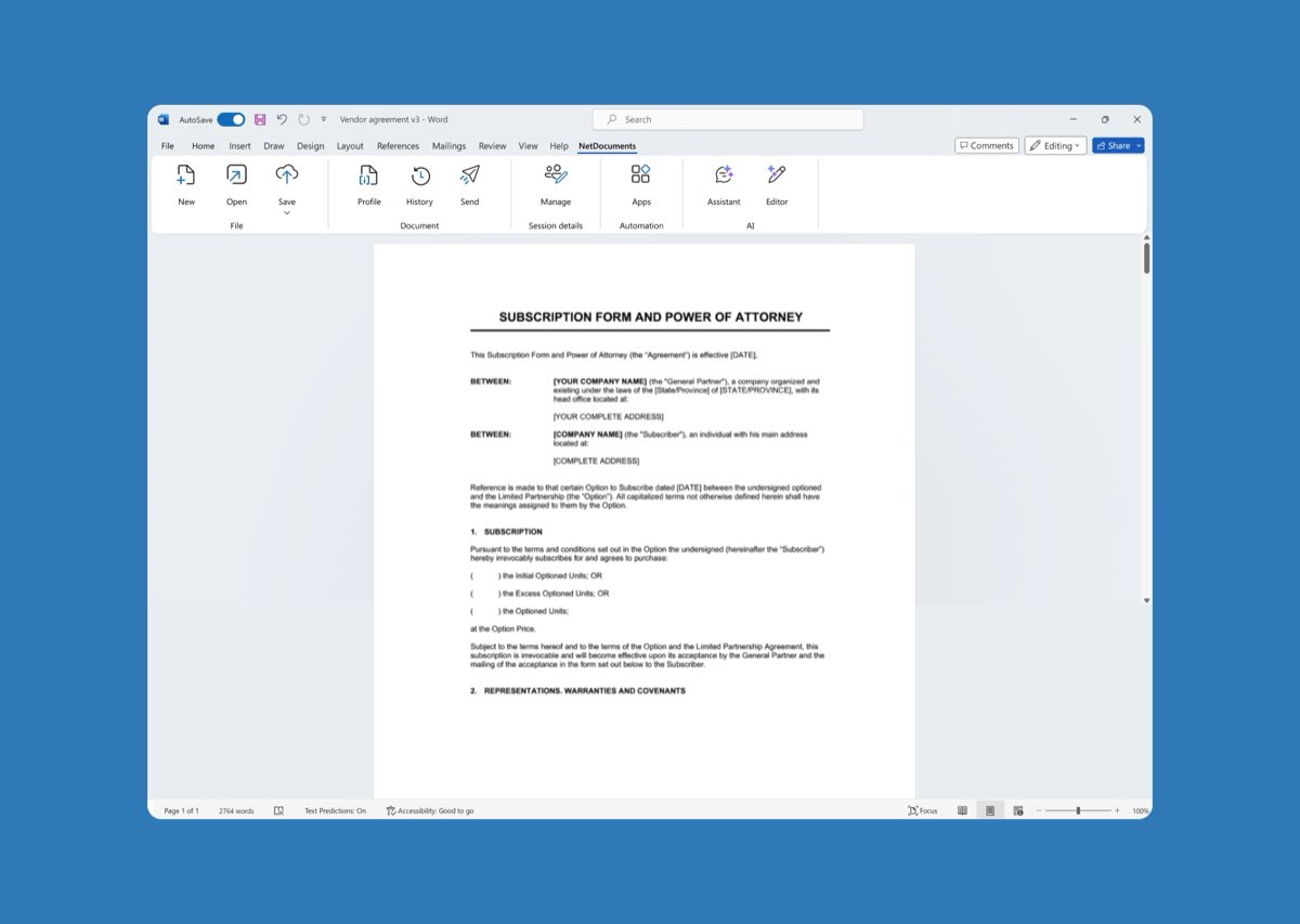 NetDocuments Word Add-in